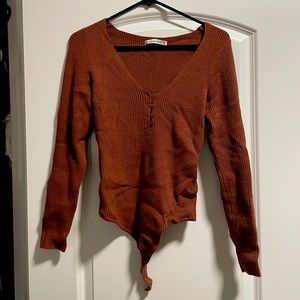 Abercrombie & Fitch Brown Henley Sweater Bodysuit